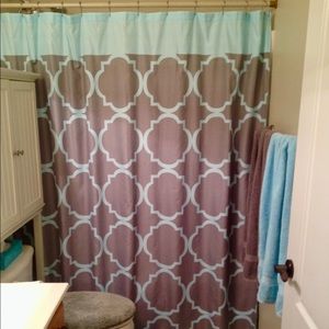 Teal and gray 3B shower curtain